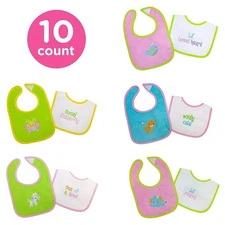 Neat Solutions Baby Bibs 10pk – Cotton/Poly Girls Feeding Bib Set
