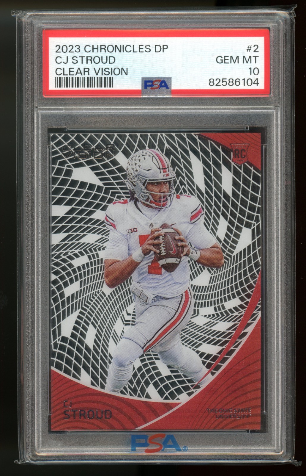 2023 Panini Chronicles - Clear Vision C.J. Stroud #2 (RC) Rookie PSA 10 view 1