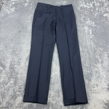 Incotex Benson Wool Dress Pants Trousers Mens Sz 32 Navy Blue Flat Front Slowear