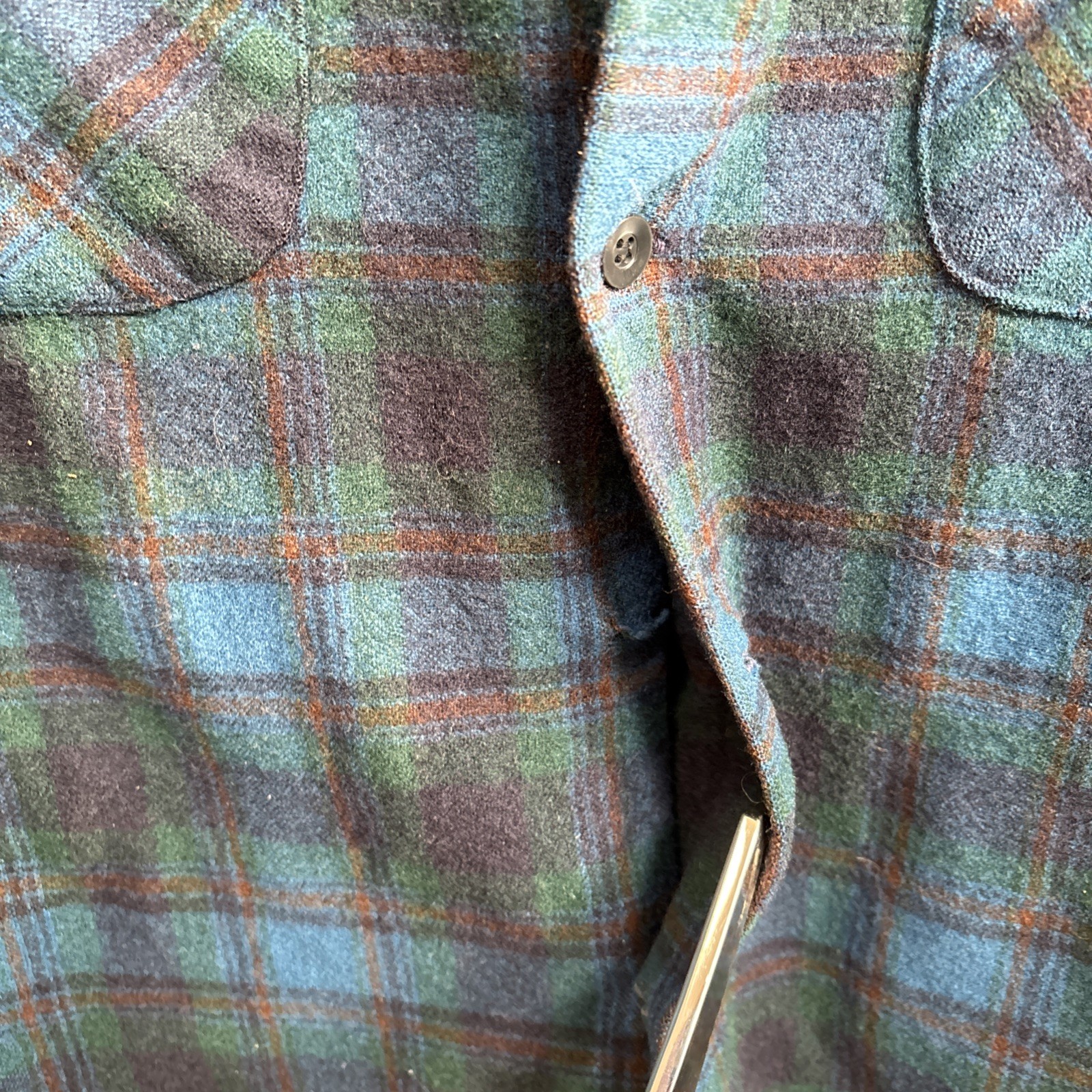 VTG Pendleton Virgin Wool Shacket  Field Blue Pla… - image 3