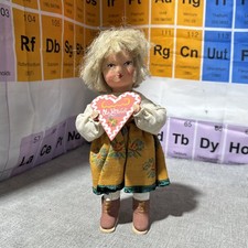 VTG hand made polish girl doll holding a heart written on it in polish with love