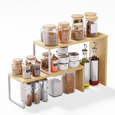 Cabinet Organizer Shelf, 2-Tier Kitchen Counter Organizer Corner Shees