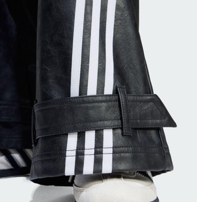 ☆adidas☆ ADILENIUM 3rd Album Washed Denim Pants Black JX92 adidas ADILENIUM Season 3 vintage Faux Leather Loose Pants
