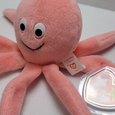 RARE Retired Ty Beanie Baby PINK INKY the Octopus 4th Gen Tag P.V.C. PELLETS Err
