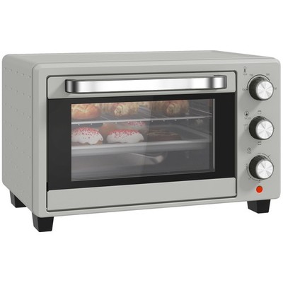 HOMCOM Minibackofen 21L Elektrogrill mit einstellbarer Temperatur 1400W, silberfarben