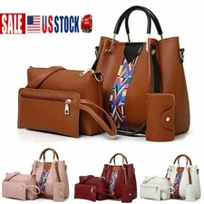 4Pcs/Set Carry Hobo Crossbody Purse Leather Shoulder Bag Women Handbag Wallet