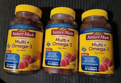(3) Nature Made Multi + Omega-3 For Him (150 Gummies Each) ~EXP: 7/26+