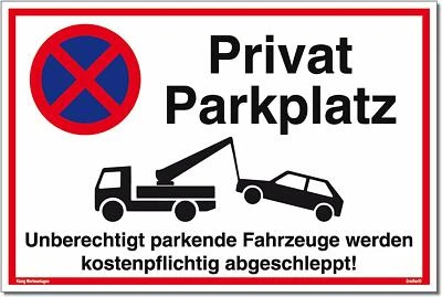 DREIFKE Schild Privatparkplatz weiß | stabiles Alu-Schild mit UV-Schutz 30 x 20 cm