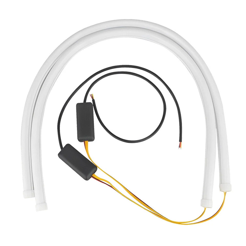 2 PIEZAS 60 cm LED Flexible Giro Ámbar Blanco Señal Diurno DRL Tira de Luces Foto 2 de 4