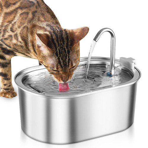 304 Stainless Steel 3.2L Silent Water Fountain Fashion Pet Cat Puppy Feeder - Picture 28 of 39