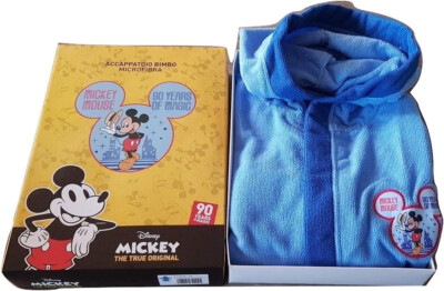 Mickey Mouse Bademantel Mikrofaser Disney Hellblau Größen 5/6-7/8 Jahre