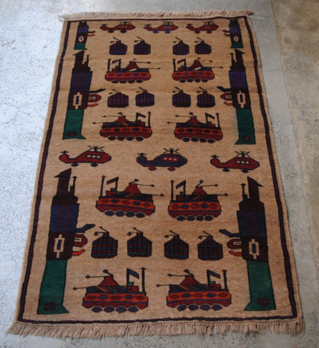 Alfombras hechas a mano, alfombras de guerra antiguas, alfombras, tamaño 141cm x 90cm - Imagen 1 de 11