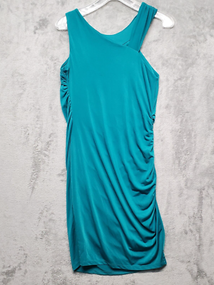 A Pea In The Pod Maternity Dress Womens M Teal One Shoulder Off Shoulder  Ruched | eBay