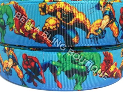 1 2 3 Mètre Mètres Super Héros Garçon Marvel Avengers 1/" Gros-Grain Ruban 25 mm