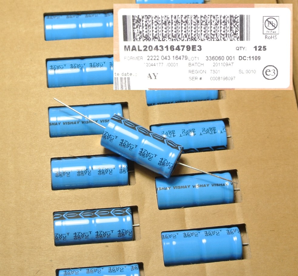 47uF 400V VISHAY MAL204316479E3 Axial 18x38mm 15000h @85' [QTY=1pcs] - Foto 14