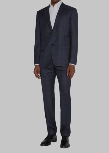 $7201 Brioni Men's Blue 2-Piece Plaid Wool Suit Coat Jacket Pants Size 52R
