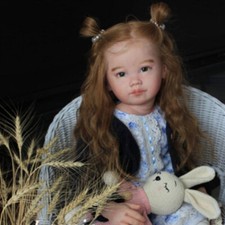 30" Reborn Baby Doll Toddler Girl Hand-Rooted Curly Hair Finished Doll Handmade