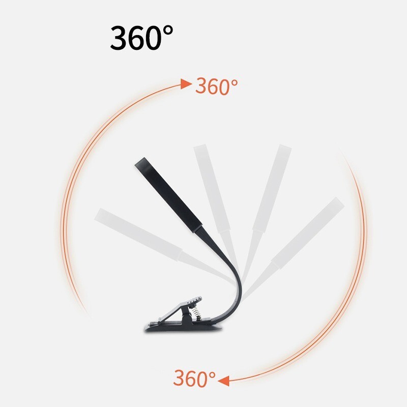 Book Light USB Reading Light with Touch Sensor Clip On Book LED Reading