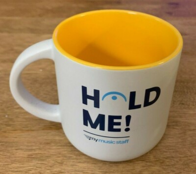 1 Coffee Mug Cup HOLD ME My Music Staff White Orange Center ETS Express