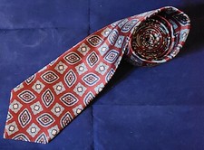 Christian Dior Maroon & Blue Print 100% Italian Silk Neck Tie USA-Made