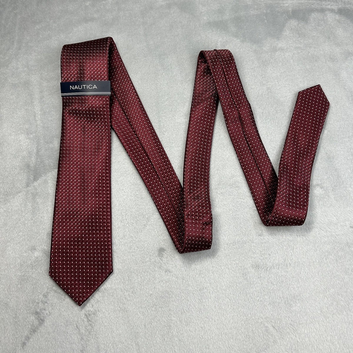 NAUTICA Mens Tie Red White Polka Dots 58