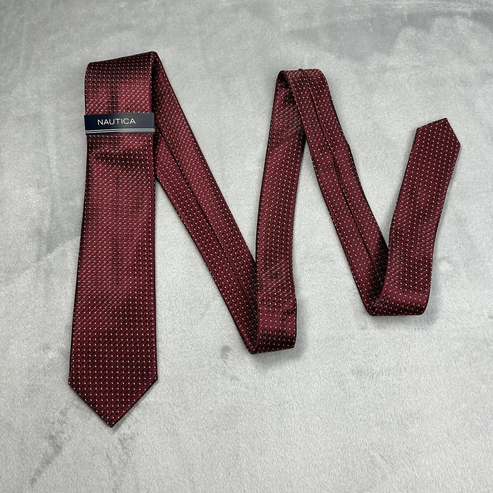 Corbata para hombre NAUTICA rojo blanco lunares 58"x 3" precio de venta sugerido por el fabricante 49,50 USD nueva con etiquetas Foto 2 de 4