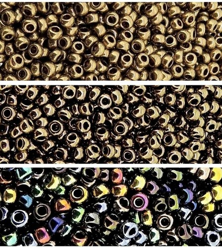 3 Colors Miyuki Seed Beads Size 11/0 Mtlc Lt Bronze, Bronze, Mixed Mtlcs 23GM ea - Picture 2 of 7