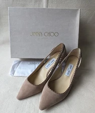 NIB Jimmy Choo Suede Ballet Pink Pumps Size 39.5