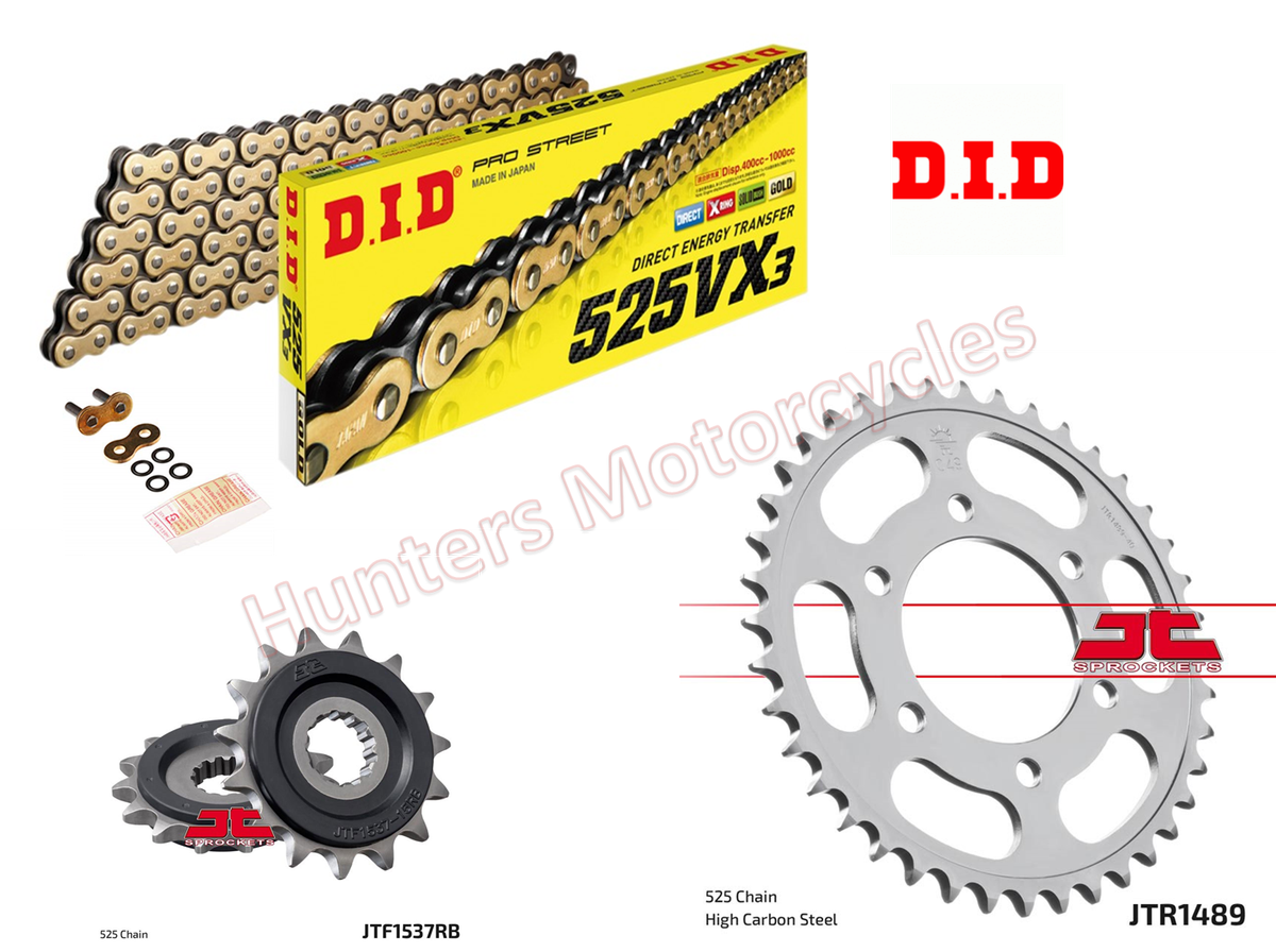 Kawasaki Z1000 SX DID Gold X-Ring Chain and JT RB Quiet Sprocket