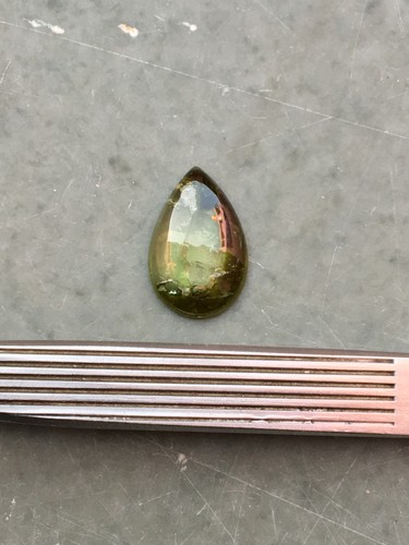 Genuine bio tourmaline cabochon gemstone good color pear shape 5.35 carat - Picture 5 of 8