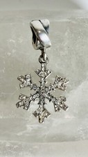 Cubic Zirconia Snowflake Sterling Silver Pendant  Italy