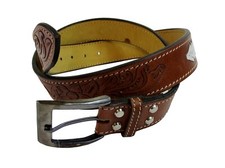 BUFFALO HIDE LEATHER BELT TOOLED LEATHER UNISEX JEANS PANTS TROUSER BELTS MEN