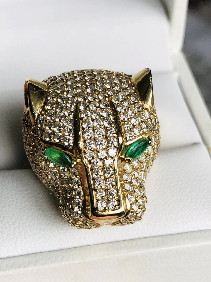Effy 14K Yellow Gold Diamond Panther Head Limited Edition Ring