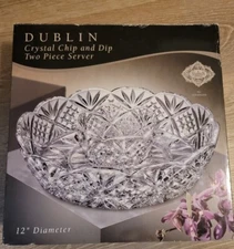 NEW Crystal Chip and Dip 2 Piece Server, Shannon by Godinger Dublin Collection
