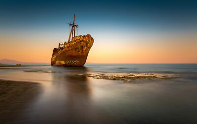 Anime coast beach shipwreck rust old Play Gaming Mat Desk