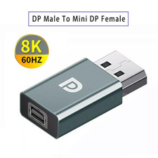 DisplayPort 1.4 Male to Mini DisplayPort Female 8K Video Adapter 