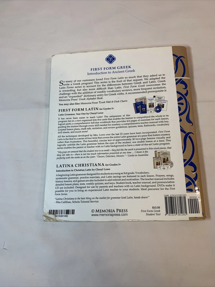 Memoria Press First Form Greek Student Text 1st Edition Acceptable Condition - Image 2 of 4