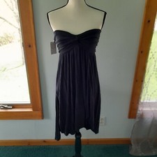 Free People Tie Knit Tunic Dress Black Med New