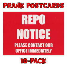 (10-Pack) Prank Postcards - Repo Notice - Send Them To Your Victims Yourself