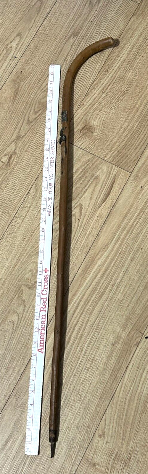 Vintage 39" German WALKING CANE Half-Handle Stick + BADGES Luzern FURKA 2272m