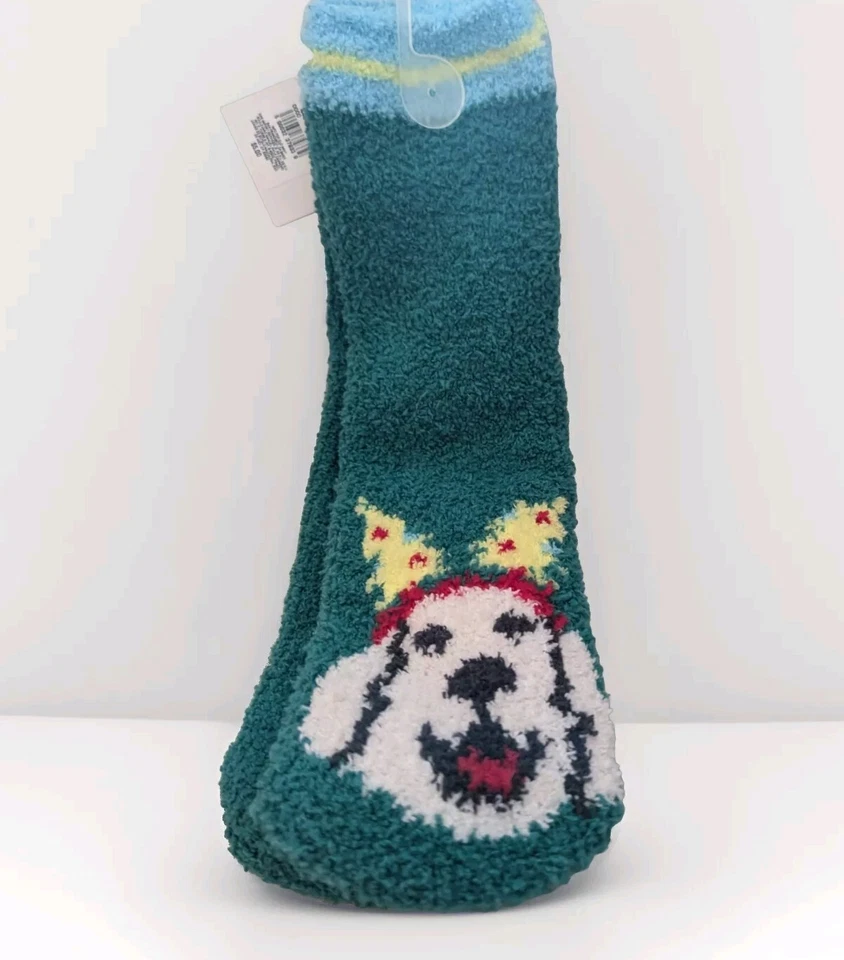 🌲⛄3 Pr 圣诞舒适旧海军拖鞋袜-圣诞老人、小狗、北极熊 Wm's 全新  — 第 4/4 张图片