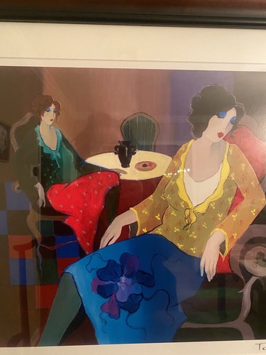 TARKAY ITZCHAK LITTLE ROUND TABLE SIGNED SERIOLITHOGRAPH 24X20 FRAMED - Picture 3 of 9