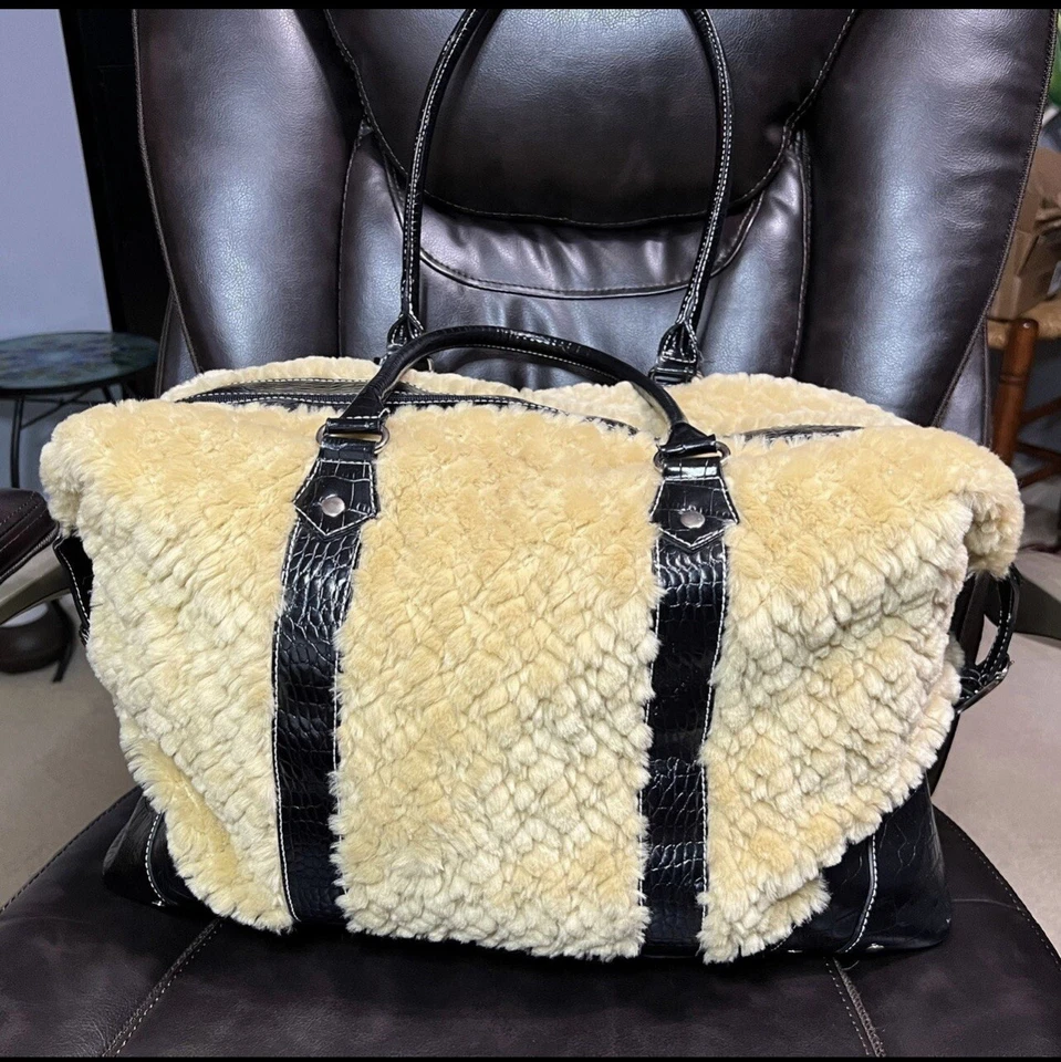 Bolso de viaje vintage de piel de oveja sintética Suzanne Somers Foto 3 de 4