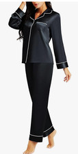 BLACK Women's Silk Satin Pajama Set -   Great Gift Idea  