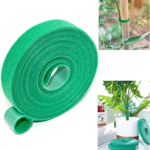 5M Nylon Plant Bandage Tie Reusable Plant Hook Loop Ties Green Fastener Tape