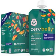 Cerebelly Organic Baby Food Pouches Kale Sweet Potato Apple 6 Count