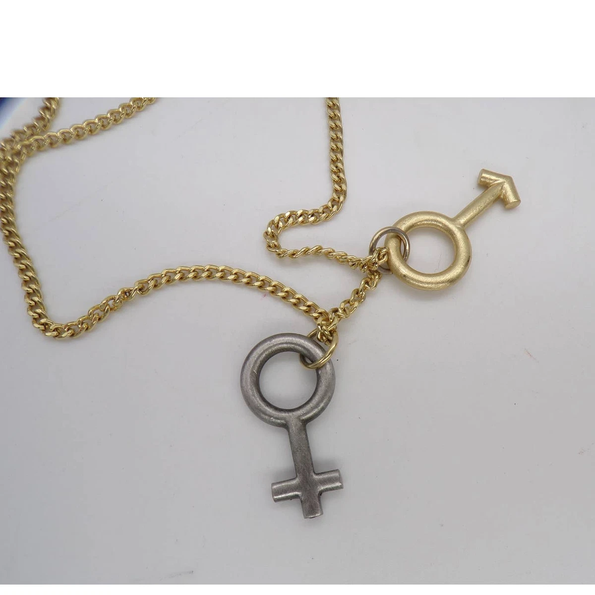Male and Female Symbol Pendant Necklace Venus and Mars Love Marriage Partnership
