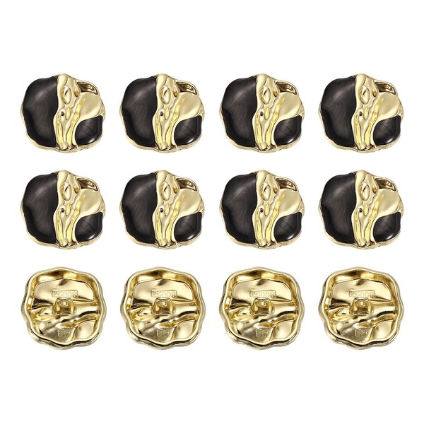 12-Teilig MetallknöPfe FüR Handarbeiten, 22Mm Quadratisch In Gold/Schwarz-image