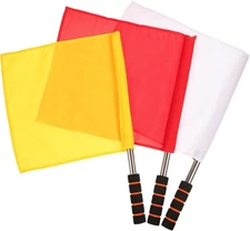 3pcs Referee Flag Sports Training Stainless Red Color Guard As Shown 