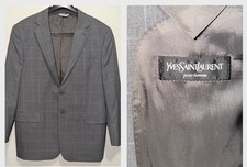 Yves Saint Laurent Pour Homme Gray Windowpane Men s Blazer Size 46R READ